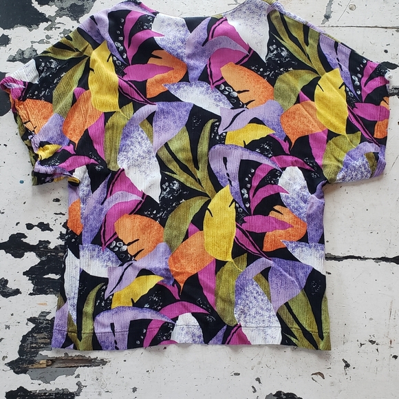 Vintage colorful half button top - Picture 4 of 4